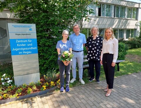 Sie freuen sich gemeinsam auf die Herausforderungen der Zukunft (v.l.n.r.): die Leitende Ärztin Dr. –medic/IM  Temeschburg Christine Schweikle, Chefarzt Dr. Axel Galler, Pflegedirektorin Ina Rathje und Barbara Martetschläger, Kaufmännische Direktorin. Bild: Tanja Kranz